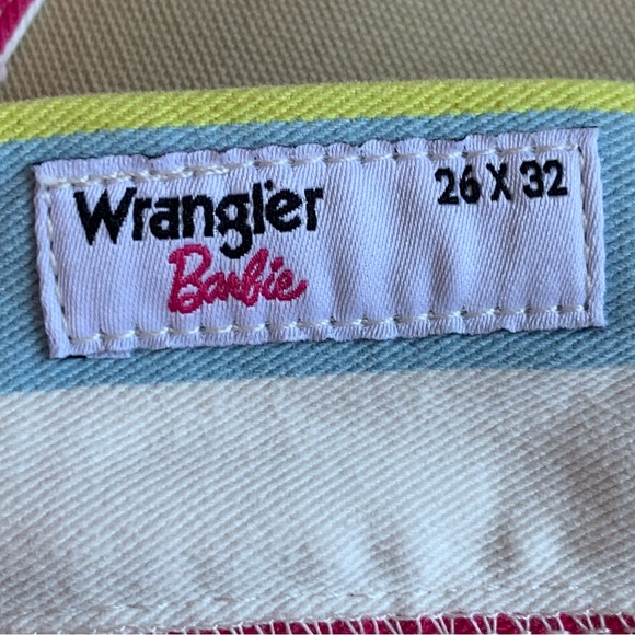 Wrangler x Barbie Wanderer High Rise Flare Jeans Womens 26x32 Multi-Stripe Retro - Picture 13 of 16